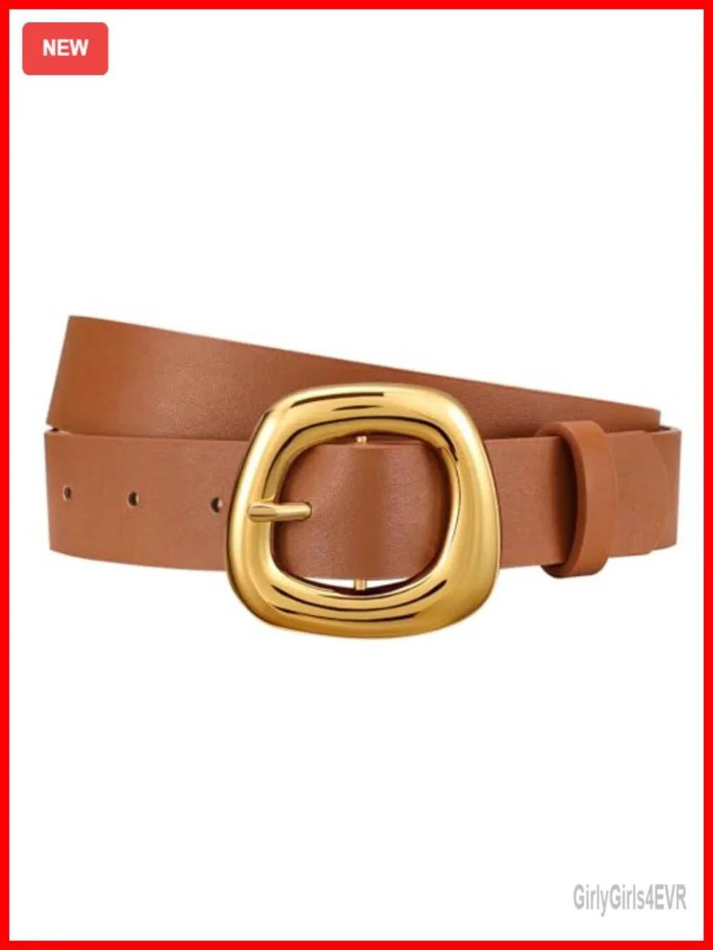 Faux Leather Belt with Gold Buckle for Women Adjustable 1.1 inch Waist 26-48